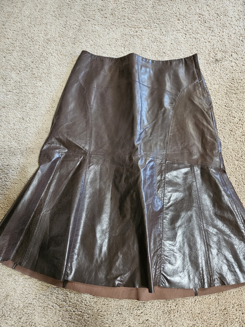 Cami Vintage Geniune Leather Drop Waist Skirt.